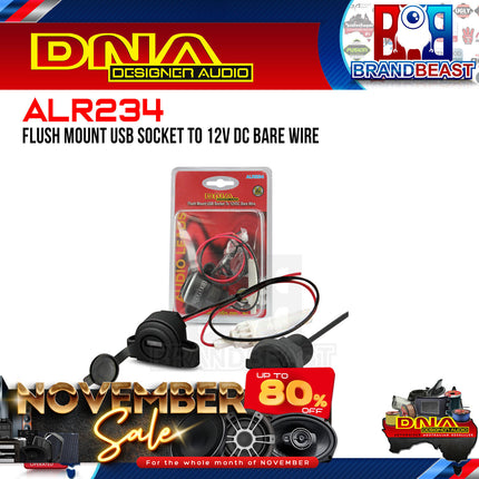 DNA ALR234 Flush Mount USB Socket to 12V DC Bare Wire