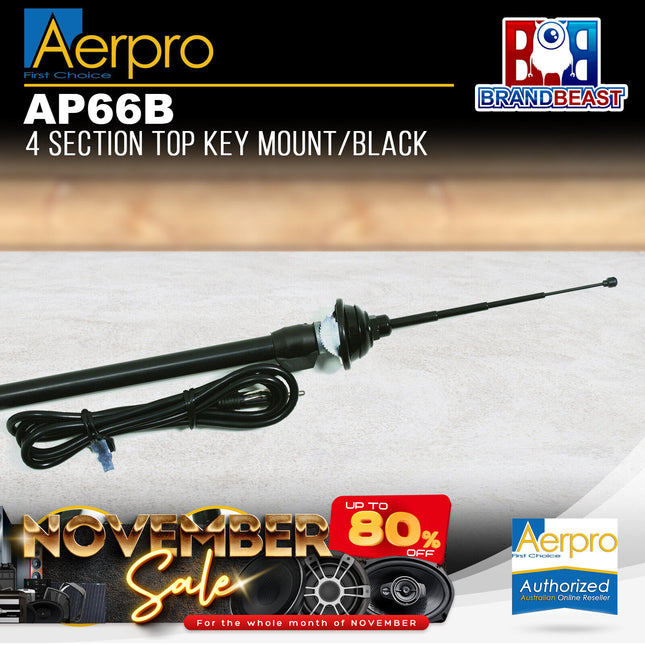 Aerpro AP66B 4 Section Top Key Mount Antenna - Black