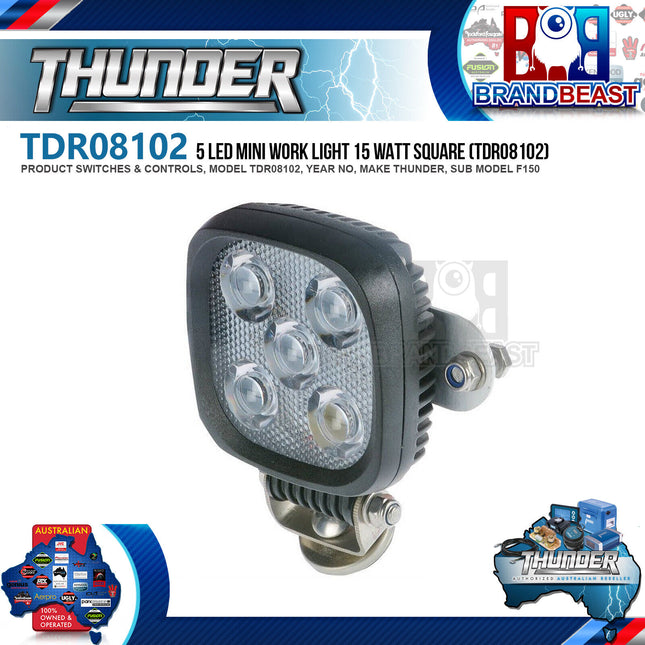 Thunder TDR08102 5 Led Mini Work Light 15 Watt Square (Tdr08102)