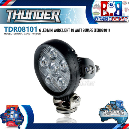 Thunder TDR08101 6 Led Mini Work Light 18 Watt Square (Tdr08101)