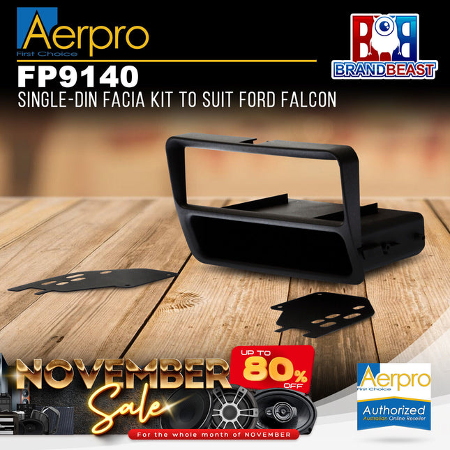 Aerpro FP9140 Single DIN Matte Black Facia Kit Suit Ford Falcon AU Series 1/2/3