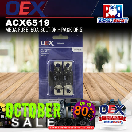OEX ACX6519 Mega Fuse, 60A Bolt On - Pack of 5