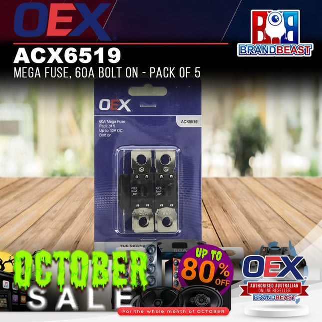 OEX ACX6519 Mega Fuse, 60A Bolt On - Pack of 5