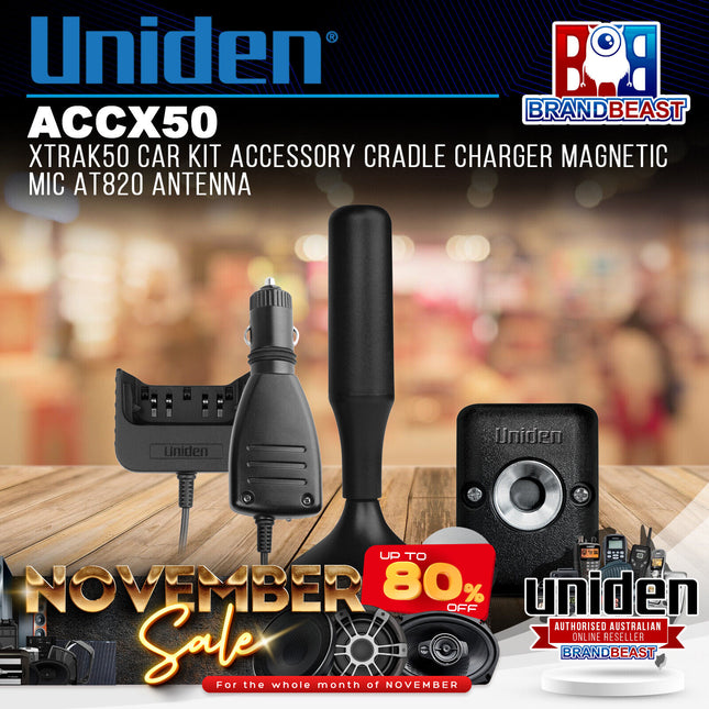Uniden ACCX50 Xtrak50 CarKit Accessory Cradle Charger Magnetic Mic AT820 Antenna