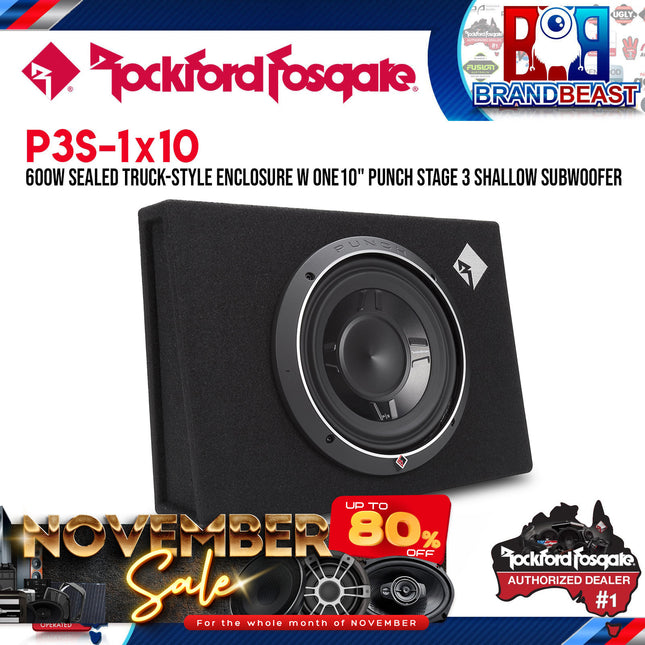 Rockford Fosgate P3S-1X10 Punch Single P3 10" Shallow Loaded Enclosure