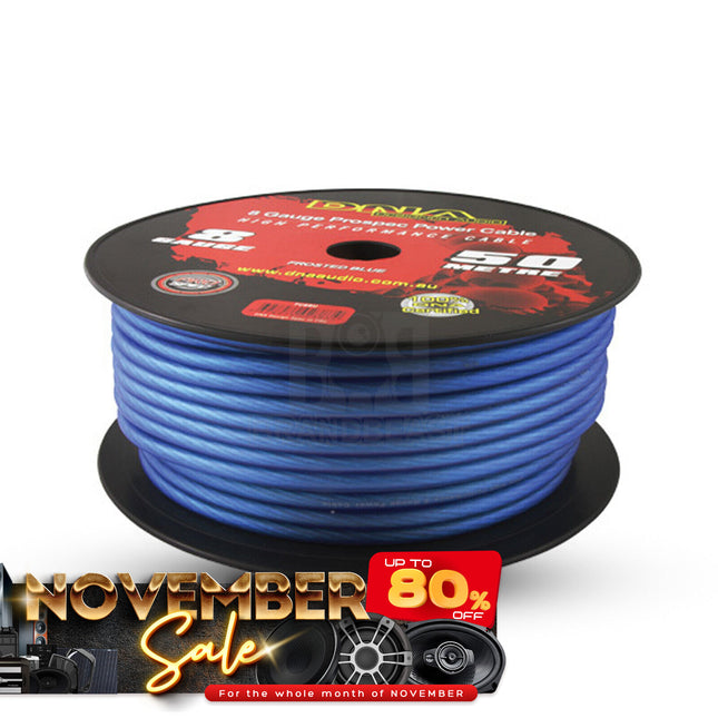 DNA PC8BU 8 Gauge Power Cable Frosted Blue - 50 Metres