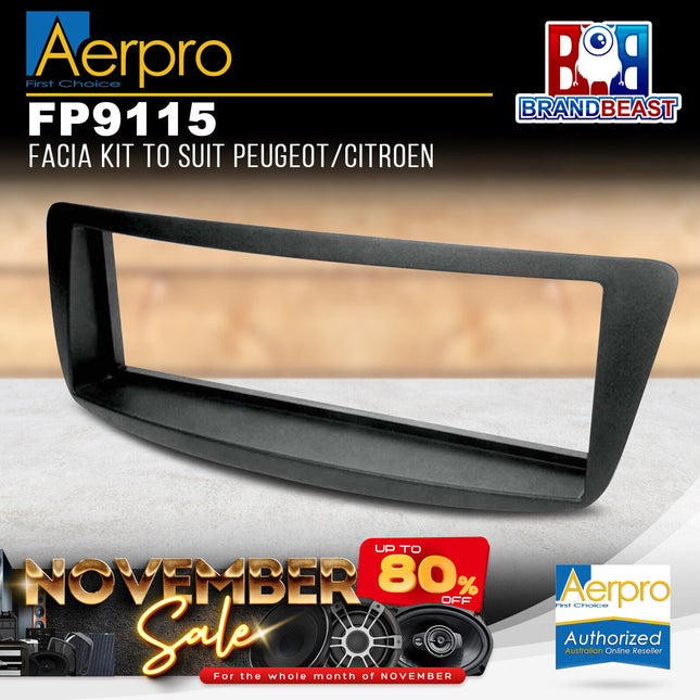 Aerpro FP9115 Single DIN Black Facia Kit Suit Citroen C1/Peugeot 107 2005 - 2014