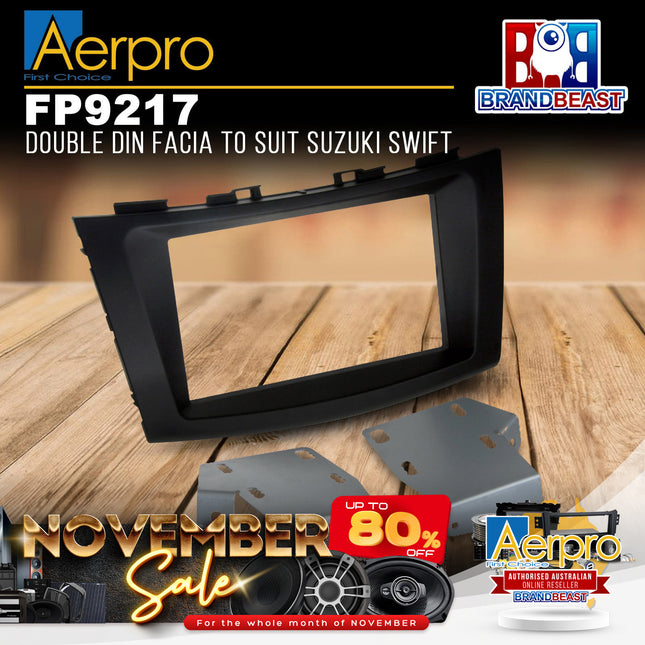 Aerpro FP9217 Double DIN Black Facia Kit Suit Suzuki Swift 2011 - 2017