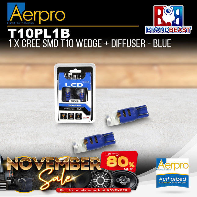 Aerpro T10PL1B 1x Cree SMD T10 Wedge + Diffuser - Blue