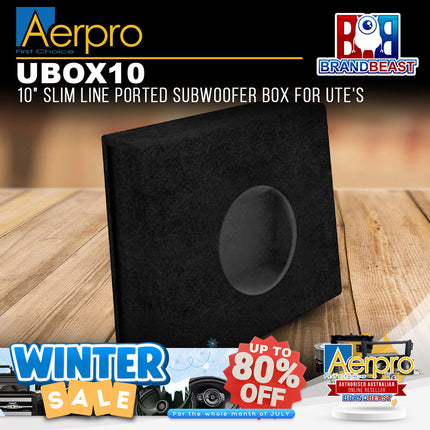 Aerpro UBOX10 10" Slim Line Ported Subwoofer Box For UTE's