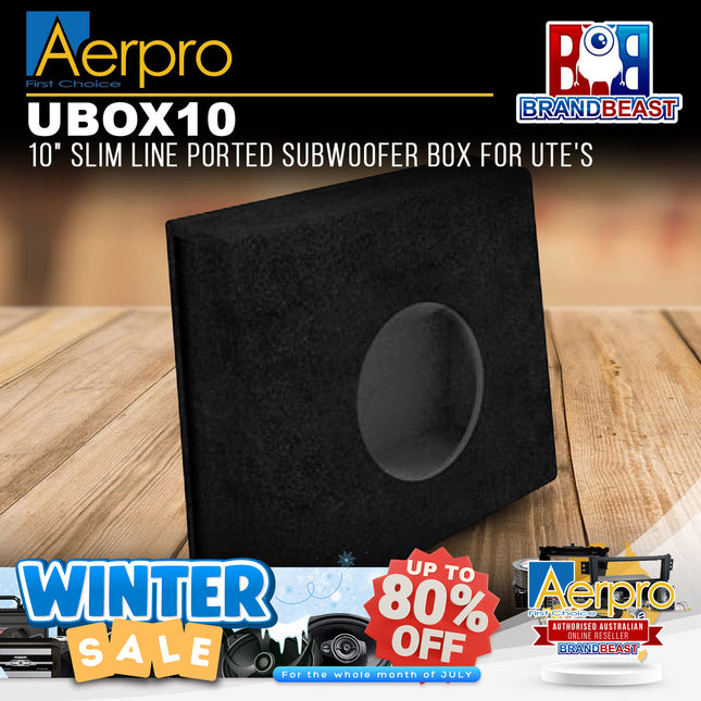 Aerpro UBOX10 10" Slim Line Ported Subwoofer Box For UTE's