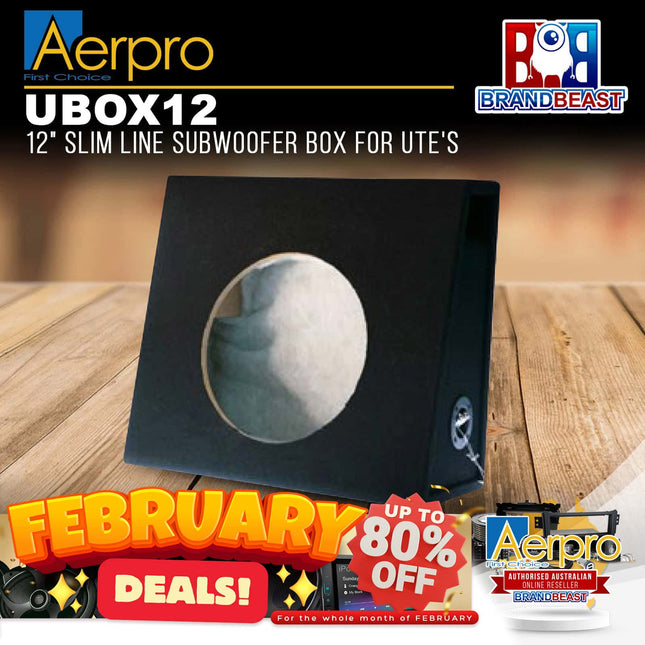 Aerpro UBOX12 12" 305mm Slim Line UTE Subwoofer Enclosure Box - Black