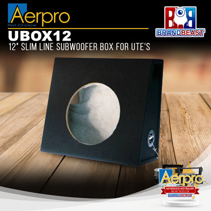 Aerpro UBOX12 12" 305mm Slim Line UTE Subwoofer Enclosure Box - Black