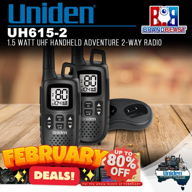 Uniden UH615-2 Twin Pack 1.5 Watt UHF Handheld Adventure 2-way Radio