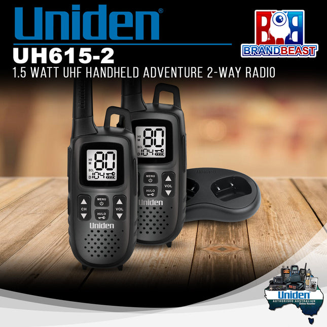 Uniden UH615-2 Twin Pack 1.5 Watt UHF Handheld Adventure 2-way Radio