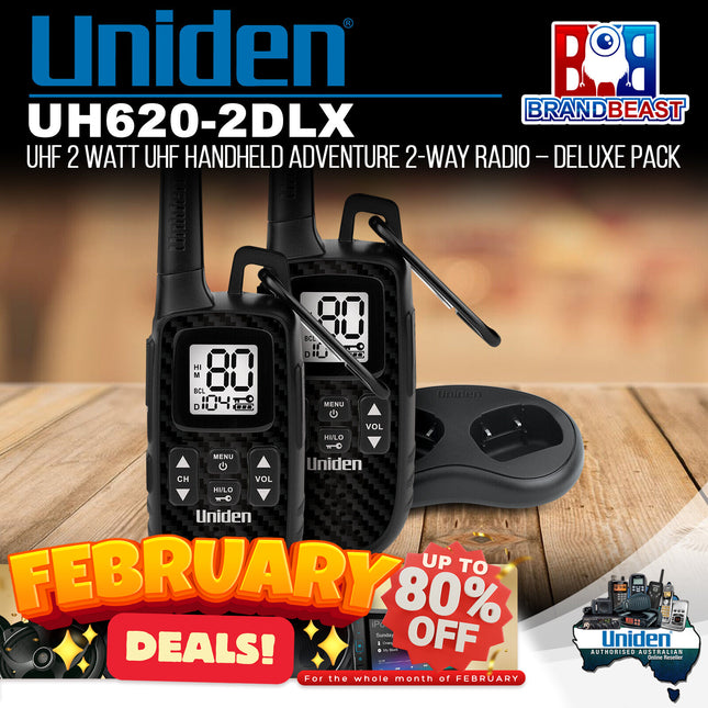 Uniden UH620-2DLX UHF 2 Watt UHF Handheld Adventure 2-Way Radio Deluxe Pack