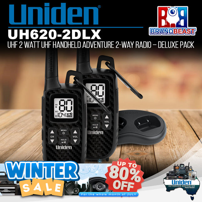 Uniden UH620-2DLX UHF 2 Watt UHF Handheld Adventure 2-Way Radio Deluxe Pack