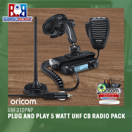 Oricom UHF310PNP Plug and Play 5 Watt UHF CB Radio Pack