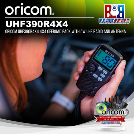 Oricom UHF390R4X4 4X4 Offroad Pack with 5W UHF Radio and Antenna