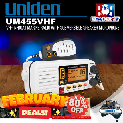 Uniden UM455VHF VHF In-Boat Marine Radio with Submersible Speaker Microphone