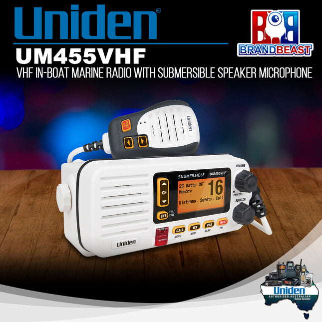 Uniden UM455VHF VHF In-Boat Marine Radio with Submersible Speaker Microphone