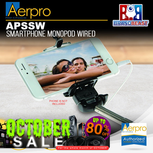 Aerpro APSSW Smartphone Monopod Wired with Built In Shutter Function
