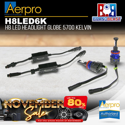 Aerpro H8Led6K H8 Led Headlight Globe 5700 Kelvin