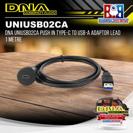 DNA UNIUSB02CA Push In Type-C to USB-A Adaptor Lead 1 Metre
