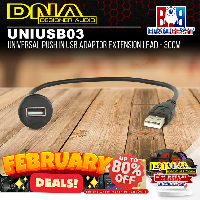 DNA UNIUSB03 Universal Push In USB Adaptor Extension Lead - 30cm