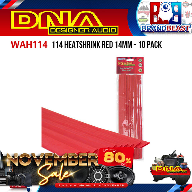 DNA WAH114 14mm Heatshrink Red - 10 Pieces