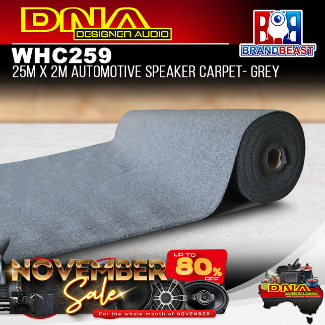 DNA WHC259 25M x 2M Grey Speaker Carpet