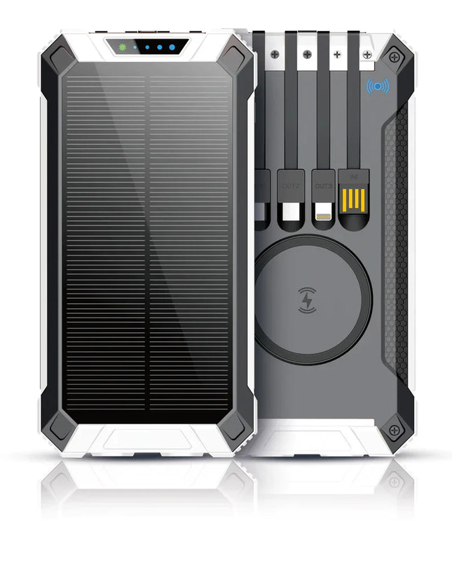 UNIDEN UPP200S - 20000mAh Wireless Solar Power Bank with Built-In Charging Cables