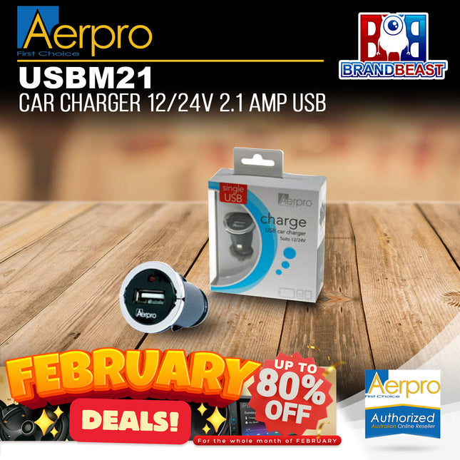 Aerpro USBM21 12/24v 2.1 Amp USB Car Charger