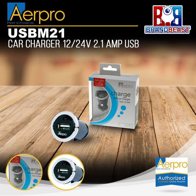 Aerpro USBM21 12/24v 2.1 Amp USB Car Charger