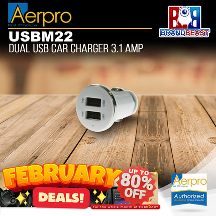 Aerpro USBM22 12/24V 3.1 Amp Dual USB Car Charger