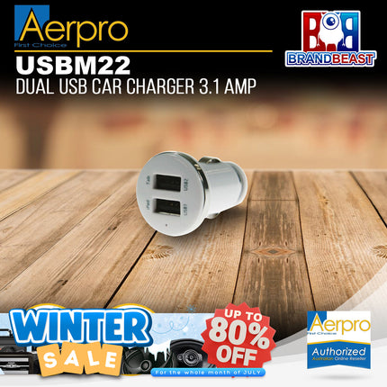 Aerpro USBM22 12/24V 3.1 Amp Dual USB Car Charger