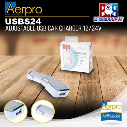 Aerpro USBS24 12/24V Adjustable Single In-Car USB Charger