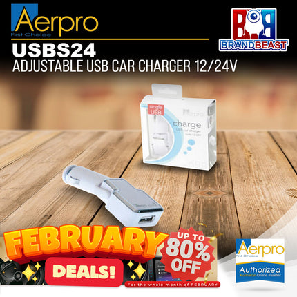 Aerpro USBS24 12/24V Adjustable Single In-Car USB Charger