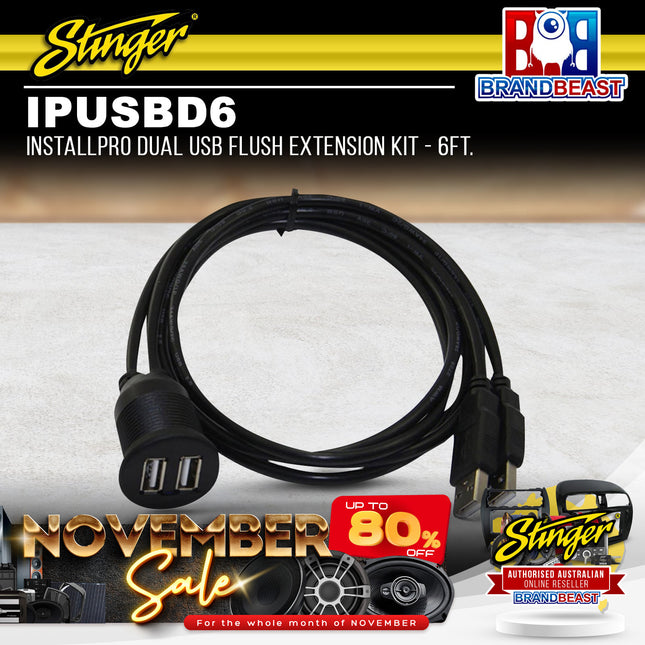 Stinger IPUSBD6 InstallPRO Dual USB Flush Extension Kit - 6Ft.