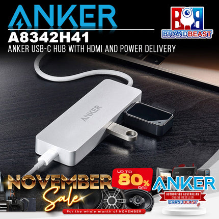 Anker A8342H41 Premium USB-C Hub with HDMI and Power Delivery - Silver