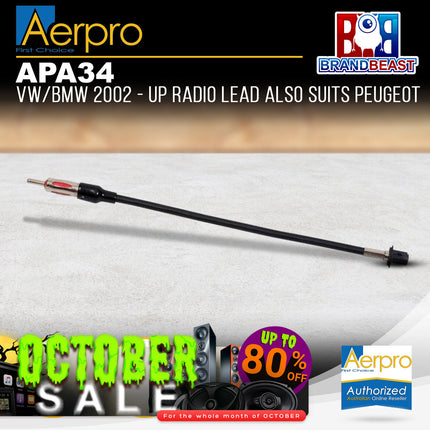 Aerpro APA34 VW/BMW 2002 - Up Radio Lead Also Suits Peugeot