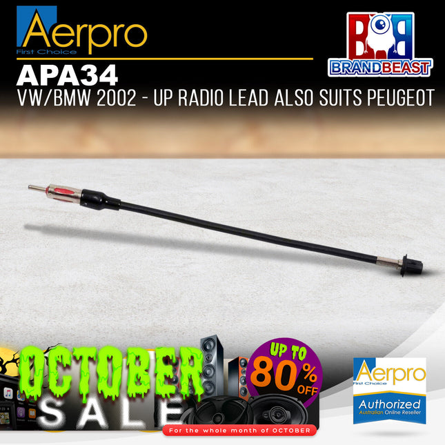 Aerpro APA34 VW/BMW 2002 - Up Radio Lead Also Suits Peugeot
