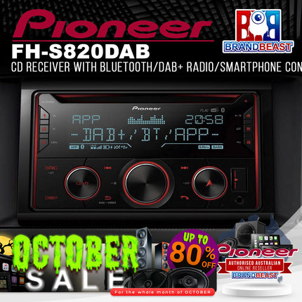 Pioneer FH-S820DAB CD Receiver with Bluetooth/DAB+ Radio/Smartphone Connectivity