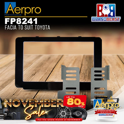 Aerpro FP8241 2DIN Metallic Gloss Black Facia Kit Suit Toyota Hilux 2015 - 2020