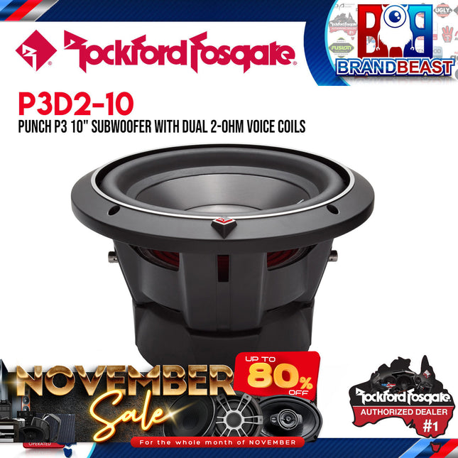 Rockford Fosgate P3D2-10 Punch 10" P3 2-Ohm DVC Subwoofer