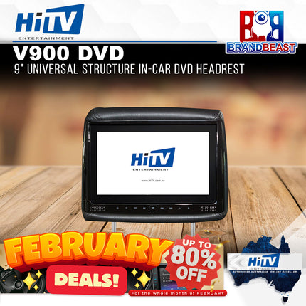 HiTV V900 DVD 9" Universal Structure In-Car DVD Headrest - Single