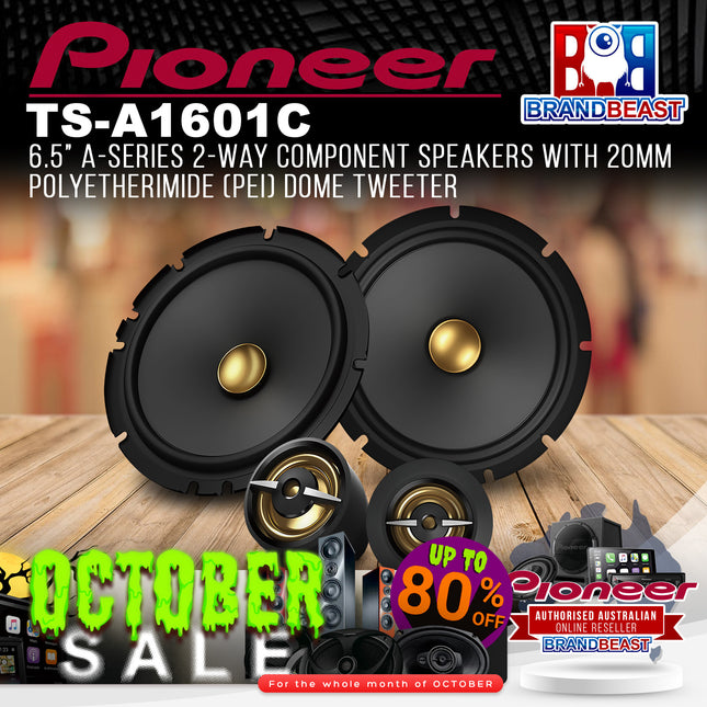 Pioneer TS-A1601C 6.5" A-Series 2-Way Component Speakers with 20mm Polyetherimide (PEI) Dome Tweeter