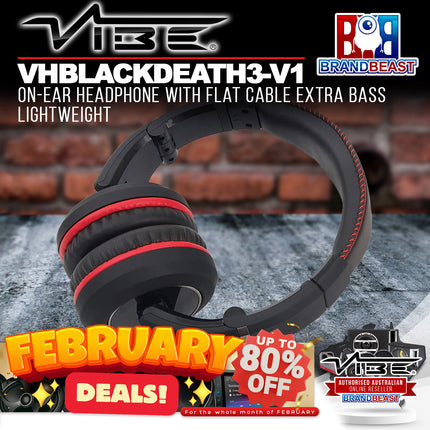 Vibe VHBLACKDEATH3-V1 On-Ear Headphone With Flat Cable Extra Bass Lightweight