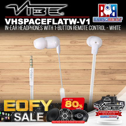 Vibe VHSPACEFLATW-V1 In-Ear Headphones With 1-Button Remote Control - White