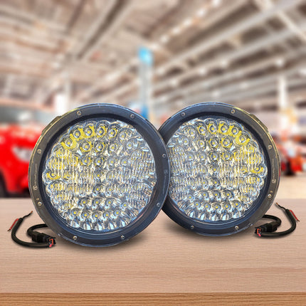 Villain Lighting VIL-9DL-225 9" Pro Driving Lights 225 Watt Cree LED 19000 Lumen Spotlight (Pair) with Narva 74402 12V 4WD Driving Light Wiring Harness Package